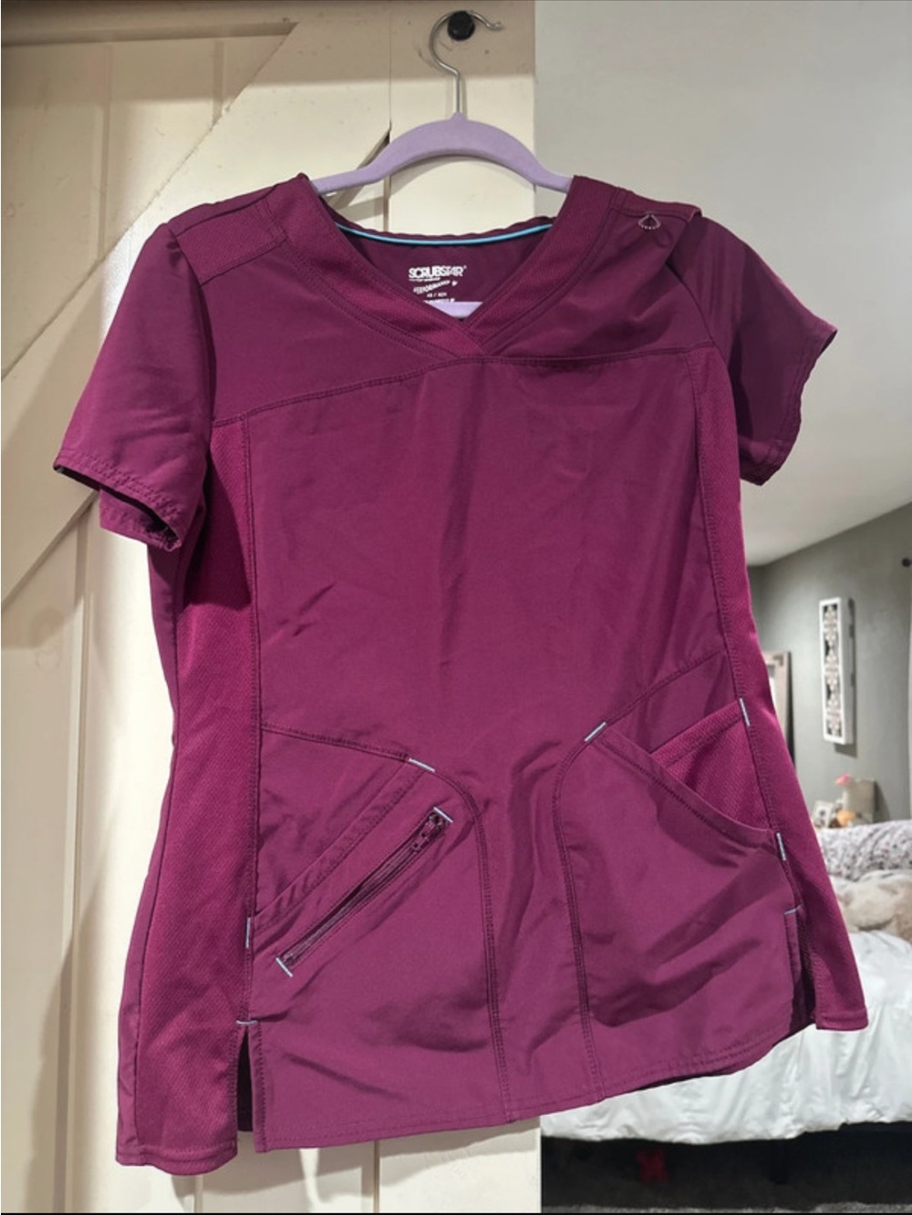 Scrubstar Women's V-Neck Scrub Top in Plum